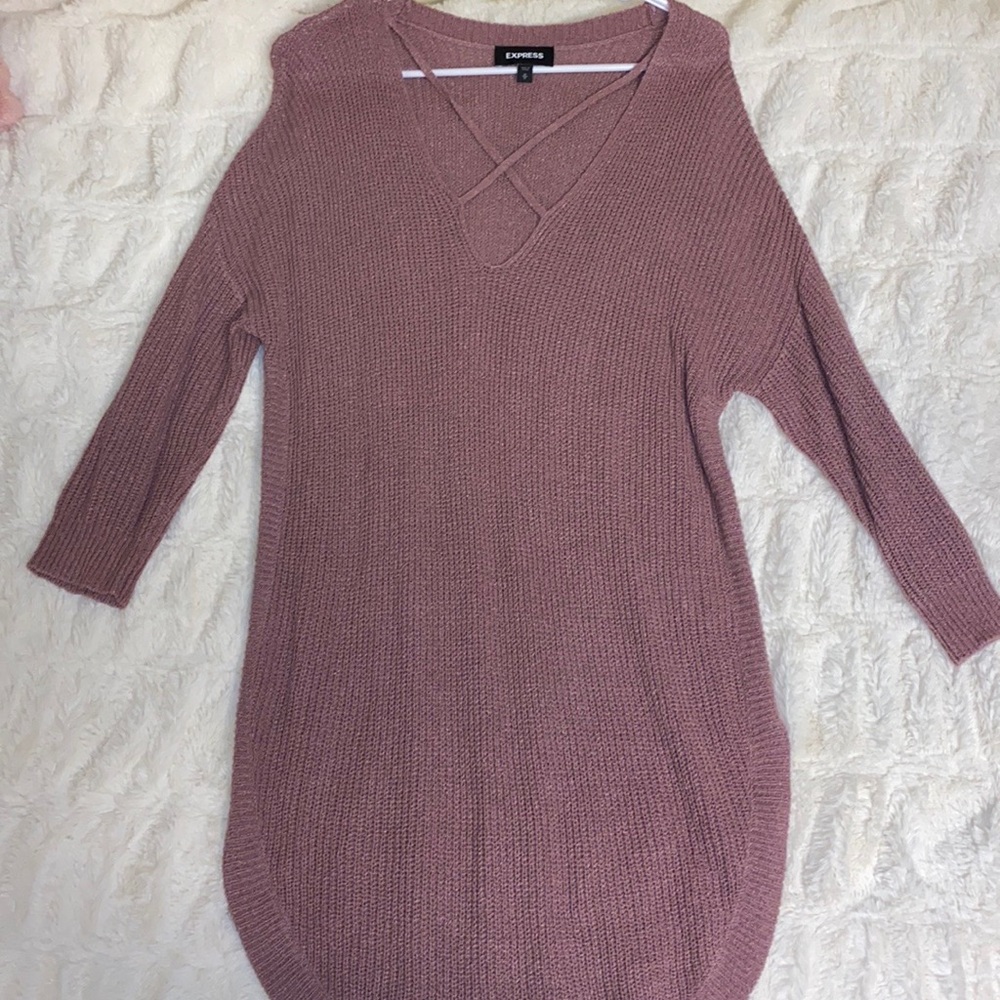 Express Pink Crisscross Oversized Sweater Women’s Size M